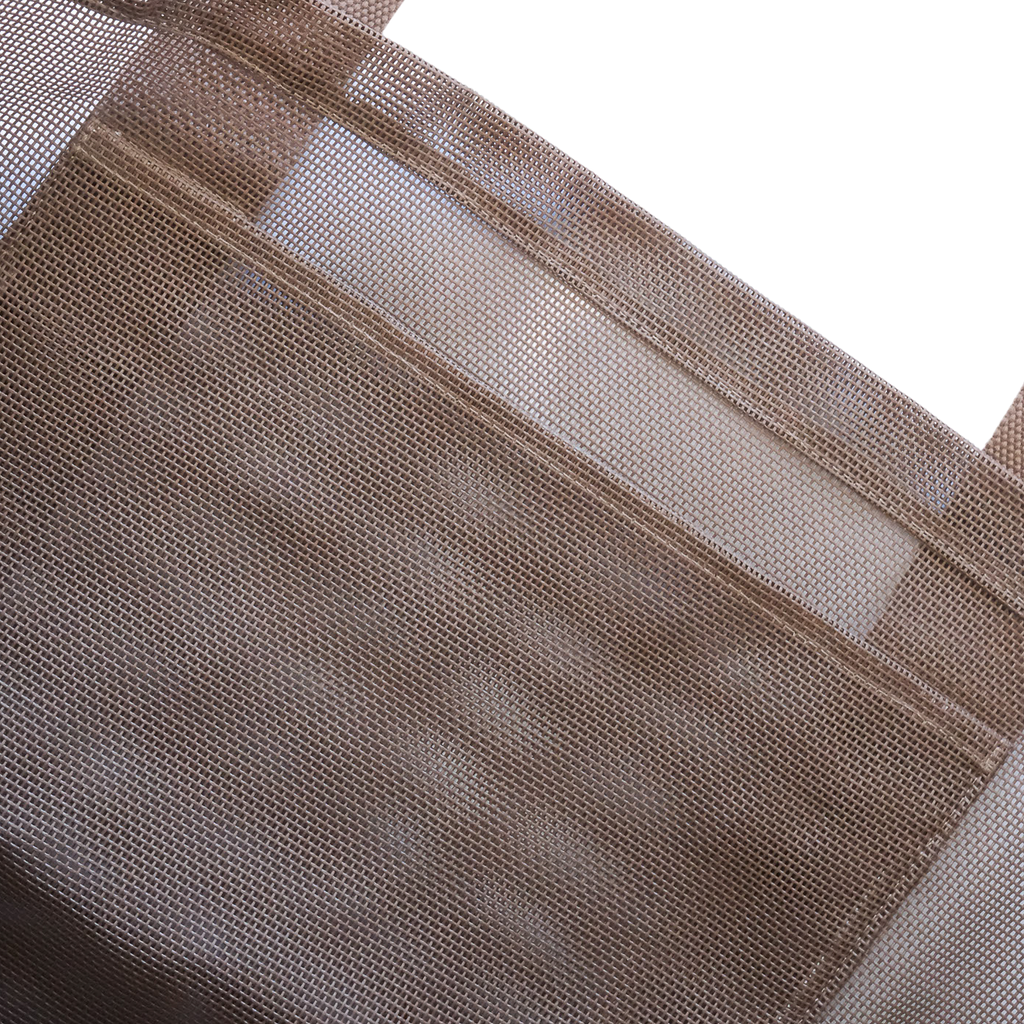 Close-up image of the Sande™ Beach Hauler Mini mesh bag in Espresso Brown, showing the large internal mesh pocket for staying organised. The compact, durable mesh bag is ideal for carrying beach essentials, market trips, and outdoor adventures.