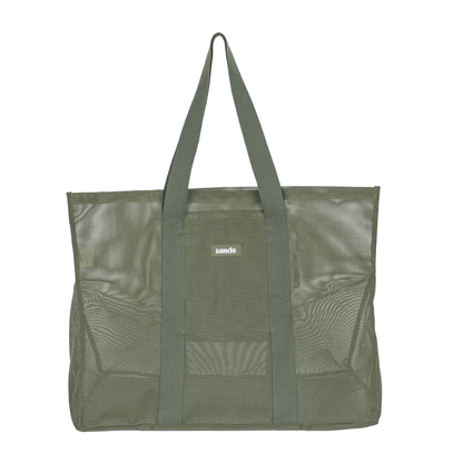 Product photo on white background of the Sande Kids Beach Hauler mesh beach bag in Pandanus green.